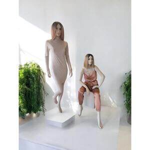 Suede Rounded Hem Khaki Dress